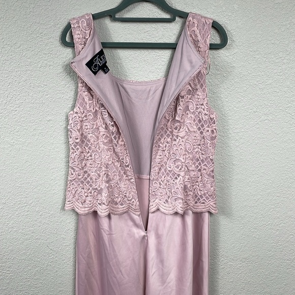New Alex Evenings Lace Overlay Maxi Dress Gown Mother of the Bride Blush 10 - Picture 6 of 12